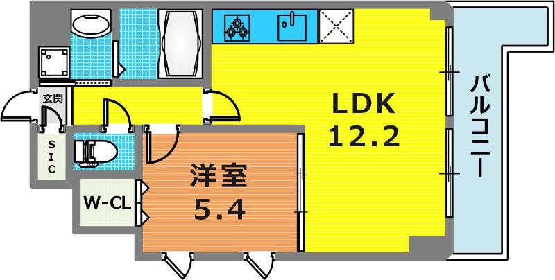 エルズステューディオ岡本(1LDK/7階)の間取り写真