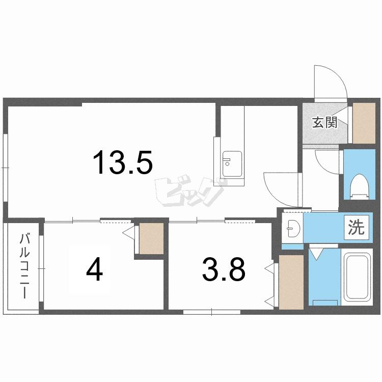 S-RESIDENCE南郷サウス(2LDK/2階)の間取り写真