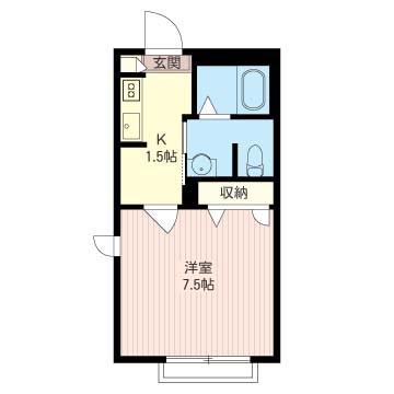 クラヴィエ松が丘(1K/2階)の間取り写真
