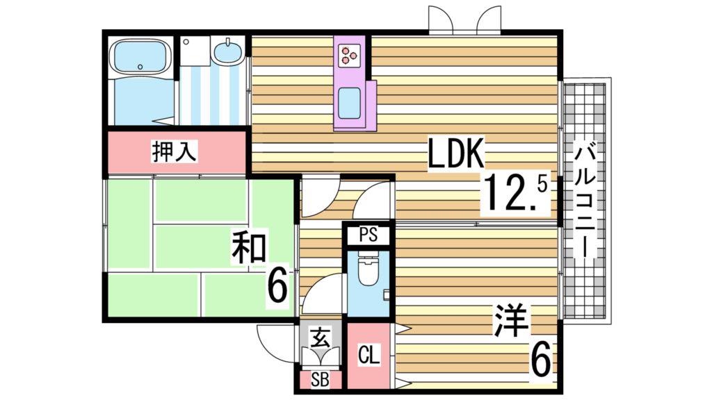 エスポワール(2LDK/1階)の間取り写真