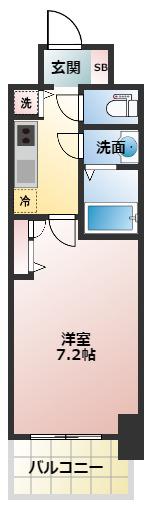プランドール北浜(1K/11階)の間取り写真