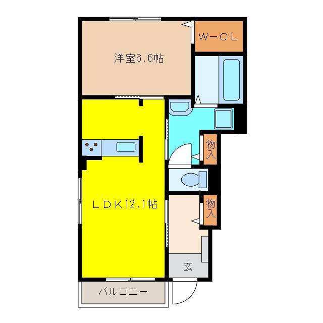ハーネル(1LDK/1階)の間取り写真