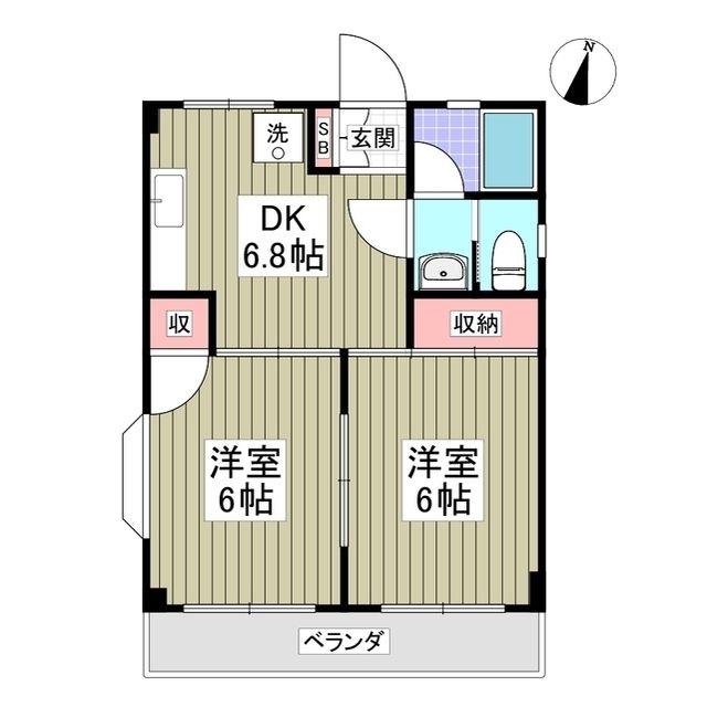 グリーンピア(2DK/1階)の間取り写真