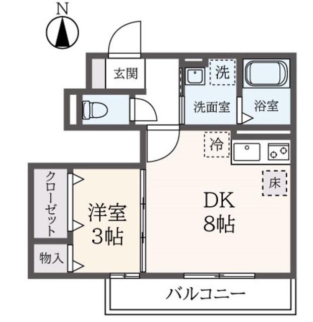 ソレアード緑園II(1DK/1階)の間取り写真