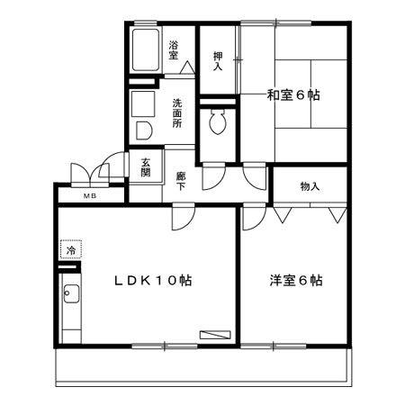 メゾンドォ渕谷A・B(2LDK/2階)の間取り写真