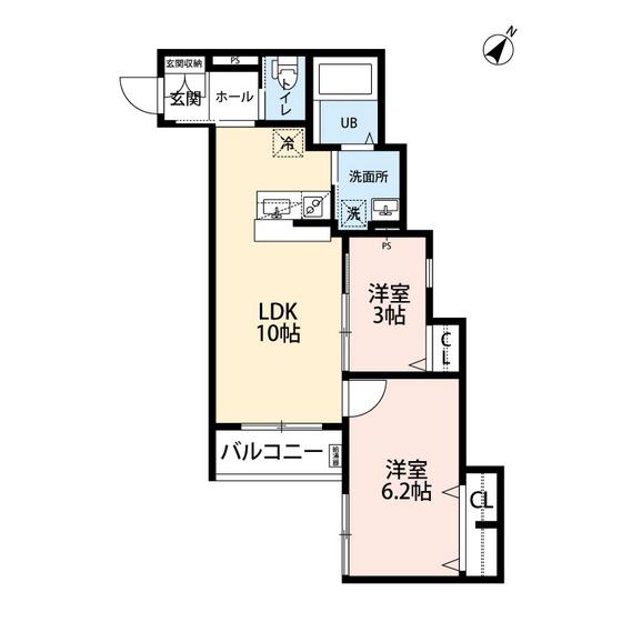 ROBOT HOME 大橋(2LDK/3階)の間取り写真