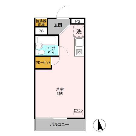 クレスト(ワンルーム/2階)の間取り写真