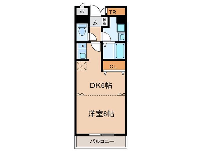 フォンテ-ヌ南館(1DK/2階)の間取り写真