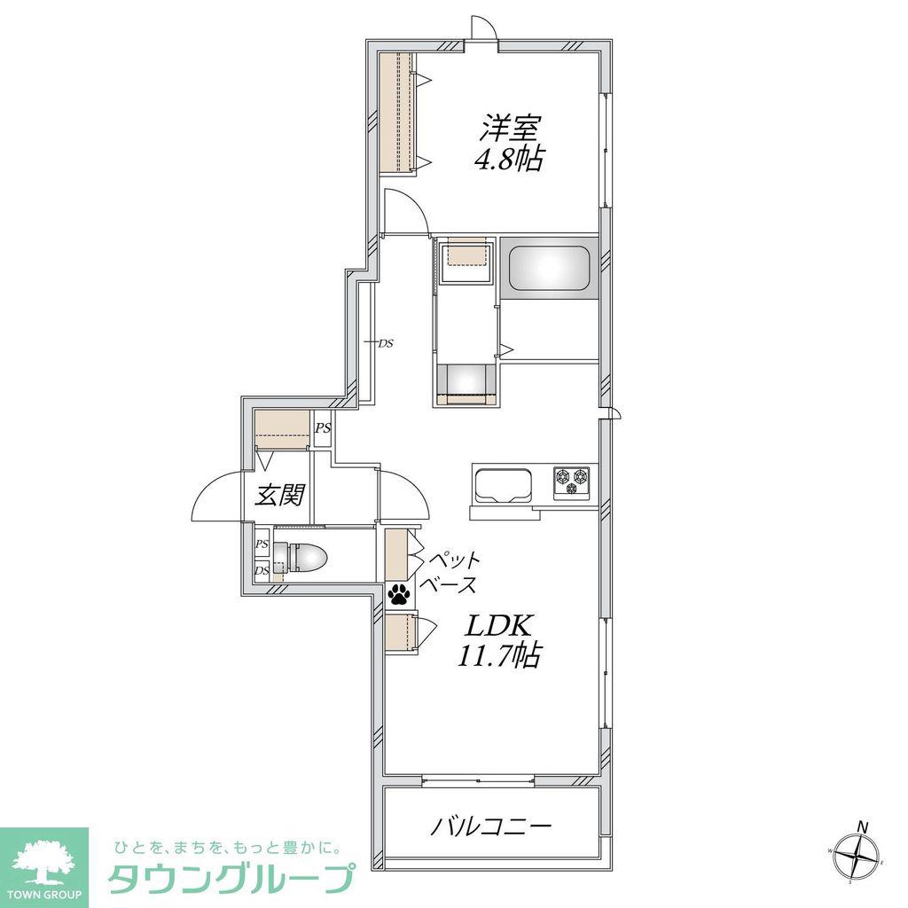 入谷西3丁目メゾン(1LDK/2階)の間取り写真