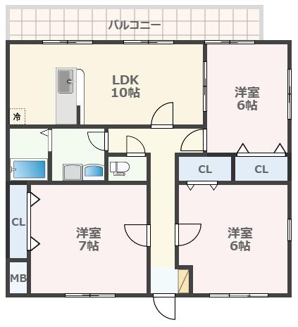 コンフォール(3LDK/1階)の間取り写真