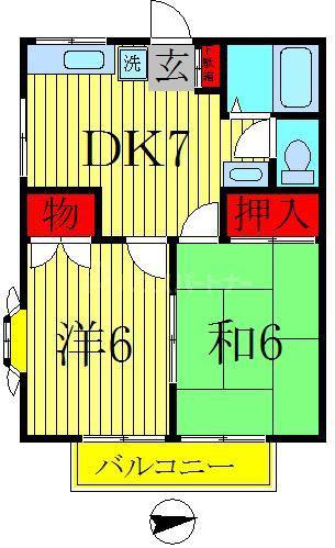 カントリーハウス(2DK/2階)の間取り写真