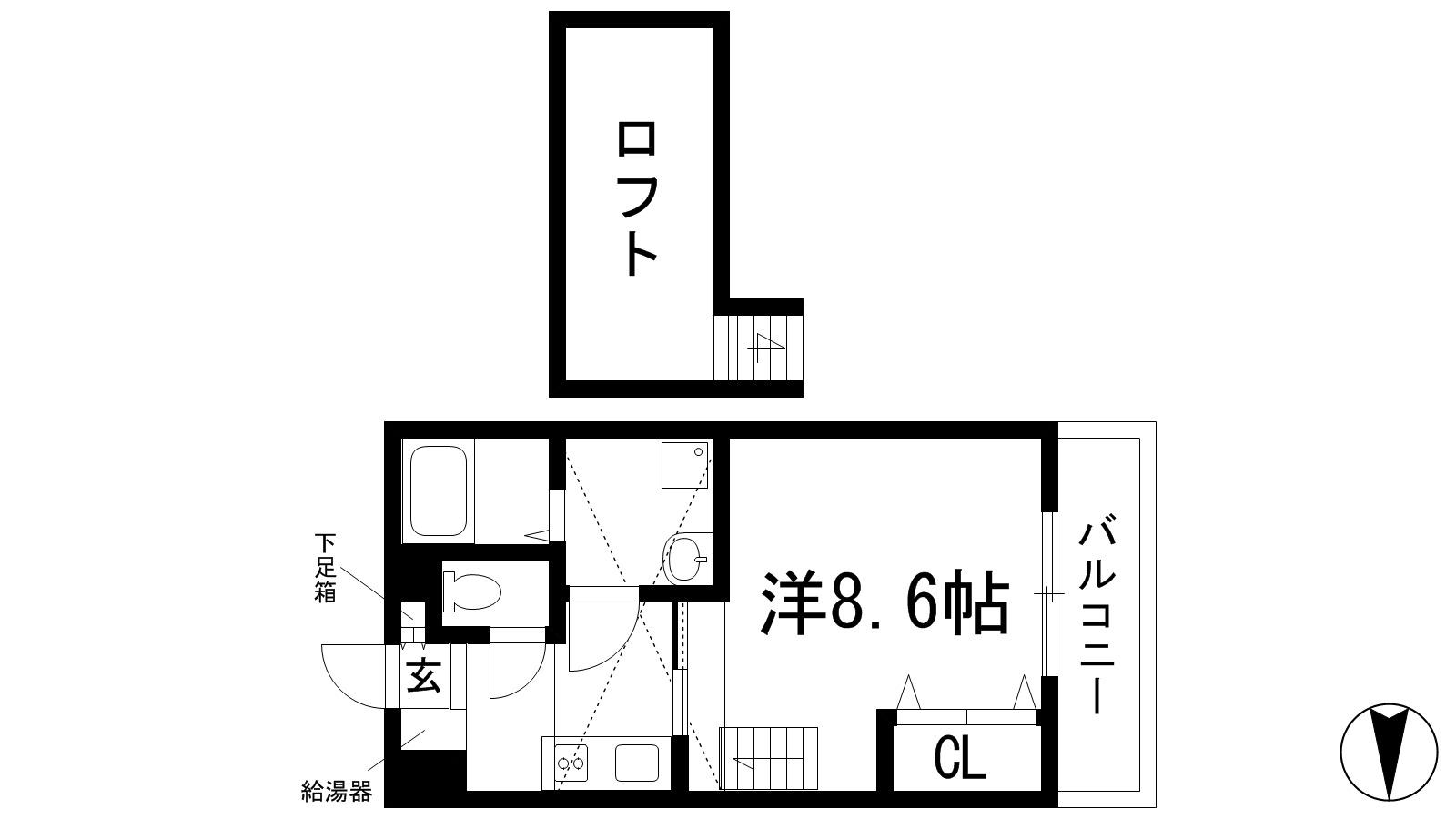 フルール花屋敷(1K/1階)の間取り写真
