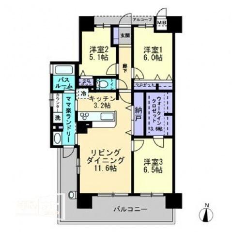アルファスマート国分(3SLDK/10階)の間取り写真