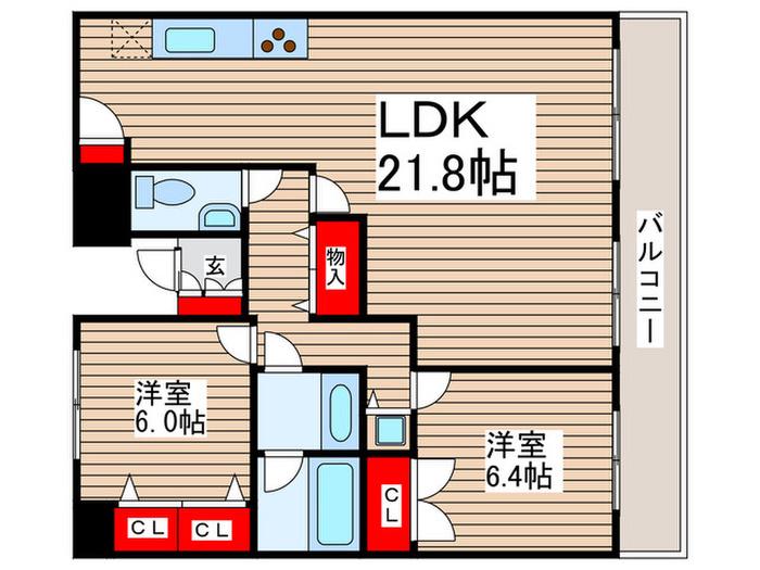 リバーサイド隅田セントラルタワーパレス(2LDK/28階)の間取り写真