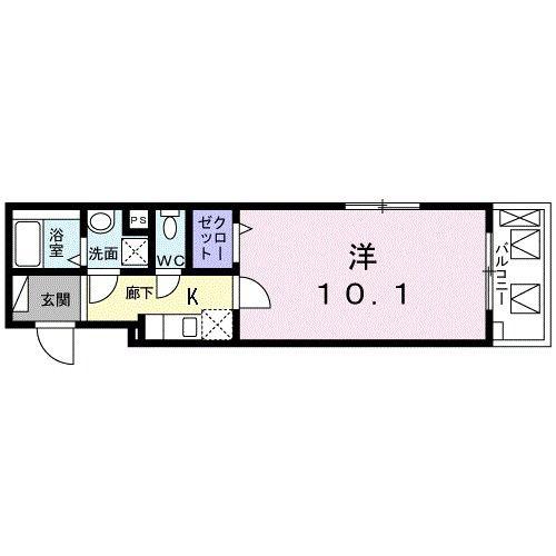 アルブル グランデ(1K/4階)の間取り写真