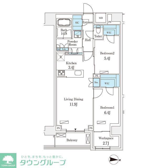 フロンティアレジデンス錦糸公園(2LDK/2階)の間取り写真