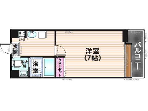 ダイナコートエスタディオ平尾駅前(1K/3階)の間取り写真
