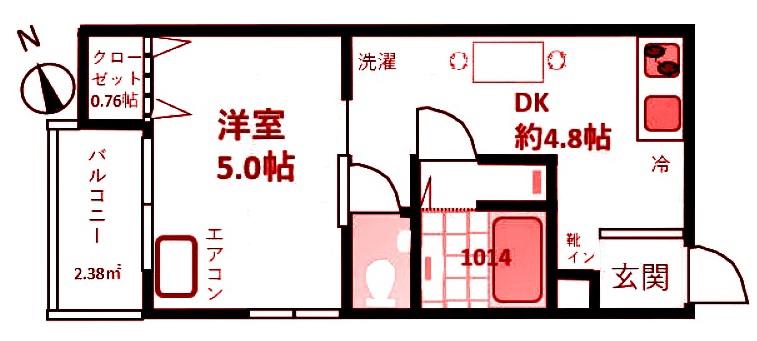 プレミアムシティガーデン矢向(1DK/3階)の間取り写真