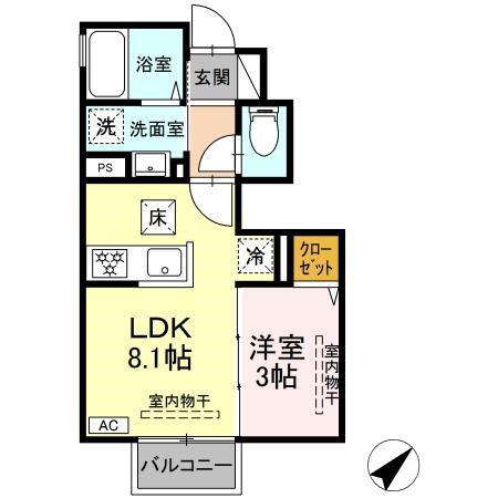 グランディス(1LDK/1階)の間取り写真