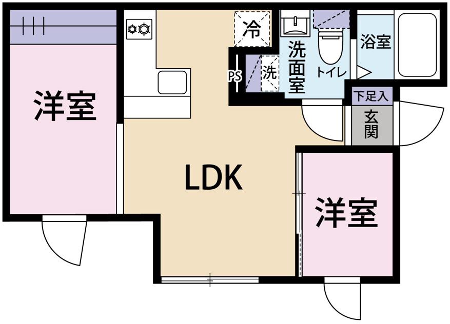 RECORRIDONAKANOSHINBASHI(2LDK/2階)の間取り写真