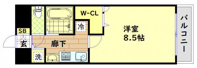 KAISEI本町通(1K/6階)の間取り写真