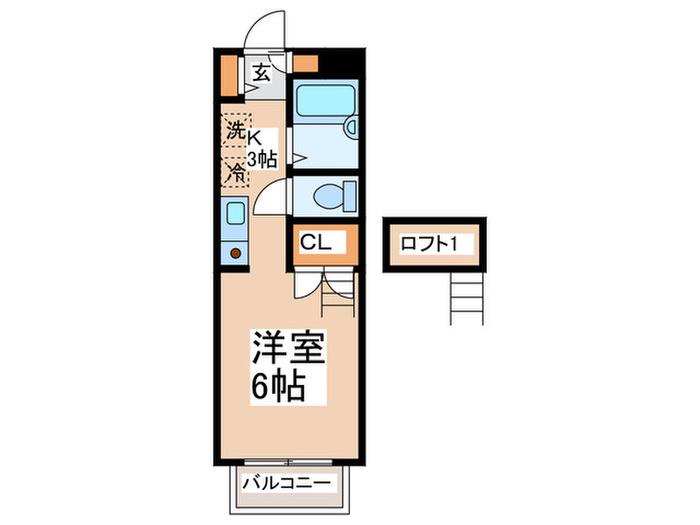 カセロたまプラーザ(1K/2階)の間取り写真