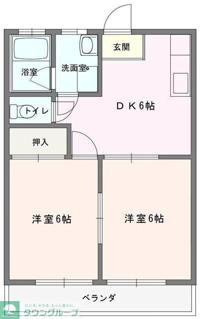 福田マンション(2DK/2階)の間取り写真