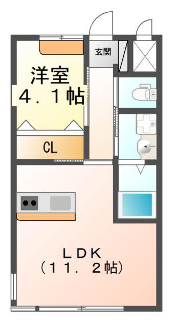 グリーンハイツ(1LDK/2階)の間取り写真