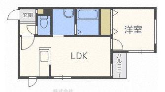 アール南郷16(1LDK/1階)の間取り写真