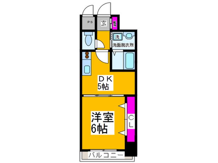 KREHL宿院(1DK/5階)の間取り写真