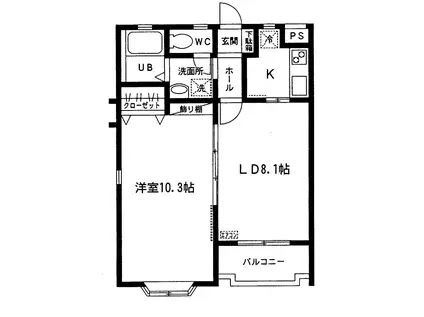 ニコーII(1LDK/3階)の間取り写真