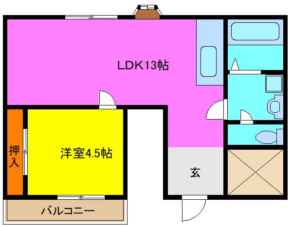 エクセル花園A(1LDK/2階)の間取り写真