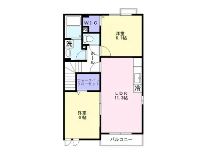 SOL SUBIR II(2LDK/2階)の間取り写真