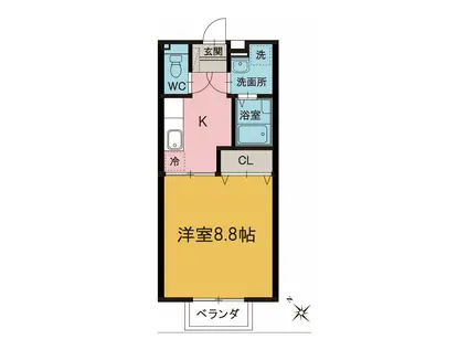 SMILE COURTII(1K/1階)の間取り写真