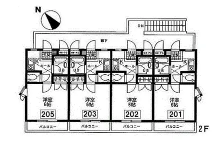 グリーンバレー久喜(1K/2階)の間取り写真