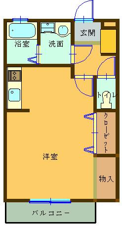 アメニテイストRYUO(ワンルーム/1階)の間取り写真