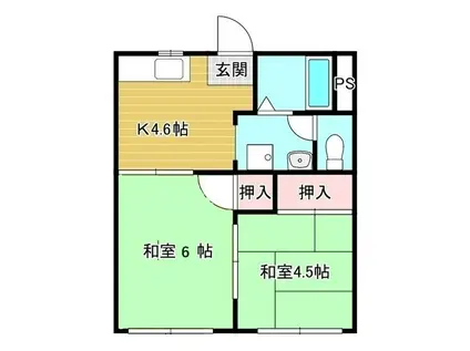 コーポ松平(2DK/1階)の間取り写真