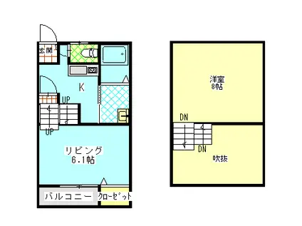 ＪＲ予讃線 伊予三島駅 徒歩25分 2階建 築6年(1K/2階)の間取り写真