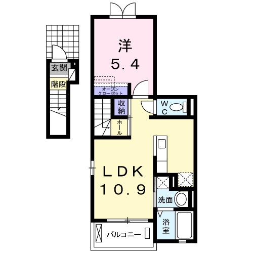 メゾン・パティオス B(1LDK/2階)の間取り写真