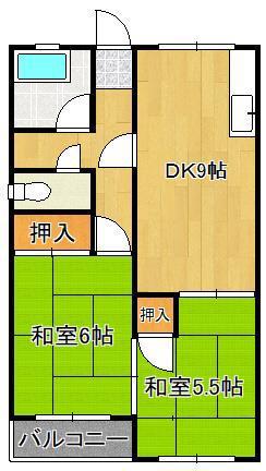 市瀬ビル(2DK/2階)の間取り写真