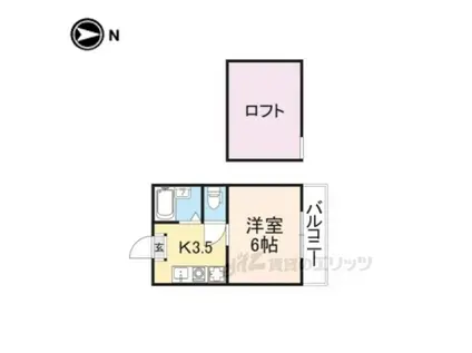 ウエストビュー桜井(1K/2階)の間取り写真