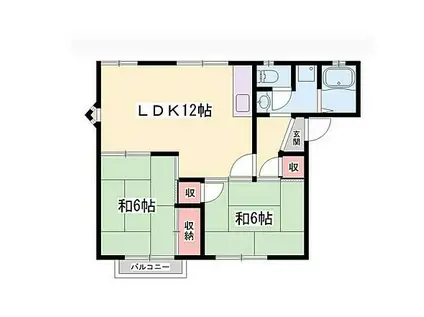 JR播但線 野里駅 徒歩10分 2階建 築30年(2LDK/1階)の間取り写真
