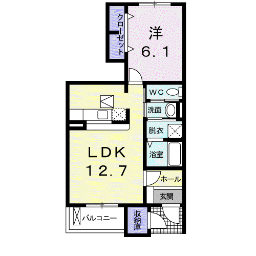サンリット メロウ(1LDK/1階)の間取り写真