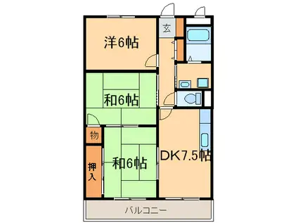 リバーパレス中西(3DK/3階)の間取り写真