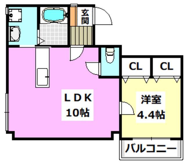 杉本ビル(1LDK/2階)の間取り写真