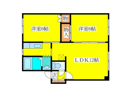 プリンスコートI(2LDK/3階)の間取り写真