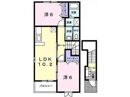 ヴィラアイシス(2LDK/2階)の間取り写真