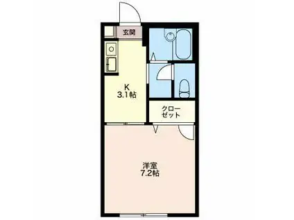 ウィンディー南楠 A棟(1K/1階)の間取り写真