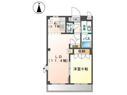 エーデルハイムIV(1LDK/1階)の間取り写真