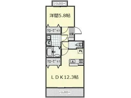 ウィンベル鎧橋I(1LDK/1階)の間取り写真
